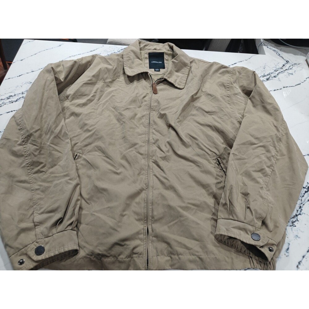 London Fog XXL Tan Beige Bomber Jacket Full Zip Mesh Lined Breaker